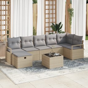 vidaXL Set de canapele pentru grădină 8 pcs bej și gri deschis