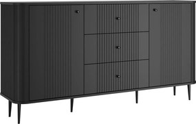 Comodă cu sertare Vesper 160 cm pe picioare - negru / picioare negre