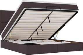 vidaXL Cadru de pat otoman cu saltele țesătură maro închis 200x200cm