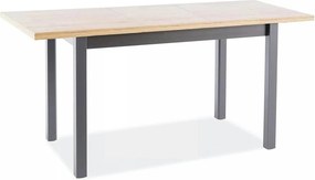 Masă extensibilă ADAM, stejar artizanal/negru mat, PAL laminat/MDF, 12