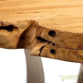 Masa design industrial-vintage cu blat din lemn de tec reciclat, Dexter 130cm DZ-94928