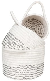 Coșuri Algar, bumbac, alb/gri, 3 bucăți