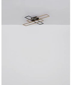 Plafonieră LED Globo 67208-40G DAKARI 40W/230V 3000K 60x80 cm negru/auriu
