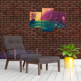 Tablou - Pictură în ulei, călătorie într-un țărăm fantastic (90x60 cm)