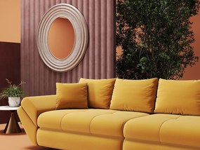 Canapea extensibilă dumonde cu ladă de depozitare si sezut confortabil din spuma high-density, Loana Royal Mustar 300x100 cm