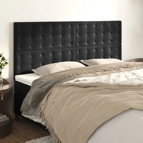 vidaXL Tăblii de pat, 4 buc, negru, 80x5x78/88 cm, catifea