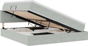 vidaXL Pat cu storage cu saltea Gri deschis 160 x 200 cm Catifea