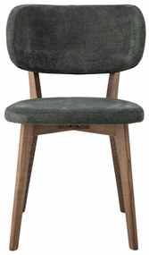 Scaun dining, verde, din lemn de stejar si stofa, Cally
