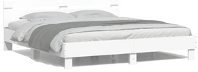 3207518 vidaXL Cadru de pat cu tăblie și LED, alb, 200x200 cm
