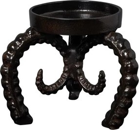 Suport lumanare negru, din aluminiu, Sheep Horns