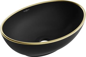 Mexen Elza chiuvetă de blat 40 x 33 cm, negru mat/margine aurie - 21014025
