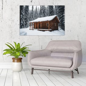 Tablou - Cabană acoperită de zăpadă (90x60 cm)