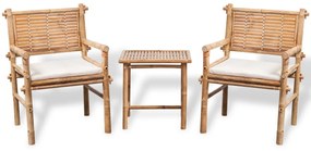 41892 vidaXL Set mobilier bistro cu perne, 3 piese, bambus