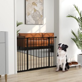 PawHut Poartă pentru Câine Extensibilă cu Deschidere Amplă, Poartă de Siguranță din Oțel și Plastic, 76-107x76 cm, Negru | Aosom Romania