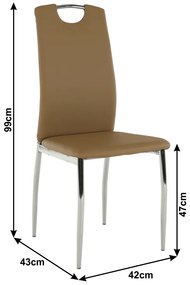 Scaun dining, piele ecologica bej crom, ERVINA