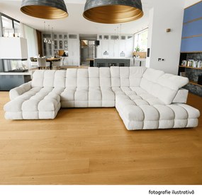 Set canapea extensibilă cu funcţie de extensie electrică, bej-gri Taupe, pe stânga, TOLLO L ROH