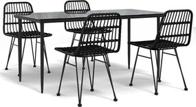 vidaXL Set mobilier de grădină, 5 piese, negru, poliratan