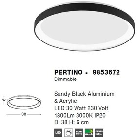 Plafoniera LED moderna design slim 38cm PERTINO negru NVL-9853672