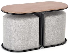 Set masuta cafea si 2 tabureti Pampa nuc/gri