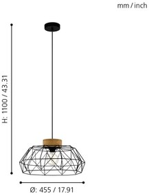 Eglo 44089 - Lustră suspendată PADSTOW, 1x E27, max. 60 W, 230 V