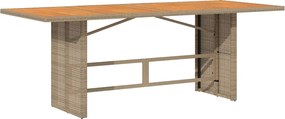 vidaXL Masă de grădină, blat din lemn acacia, 190x80x74 cm, poliratan