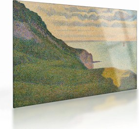 Tablou pe sticlă - Georges Seurat, Seascape at Port-en-Bessin, Normandy, reproducere (70x50 cm)