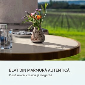 Blumfeldt Patras Lux, masă bistro cu bază cu trei picioare, masă din marmură, Ø: 57,5 ​​cm, înălțime: 72 cm
