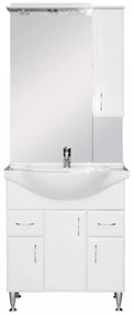 Mobilier complet de baie Bianca Plus 75, alb lucios, deschidere pe dreapta