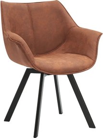 Set de 2 scaune pivotante The Dutch Retro, microfibra maro antic