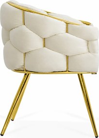 Scaun living crem din catifea cu cadru auriu BUC 251