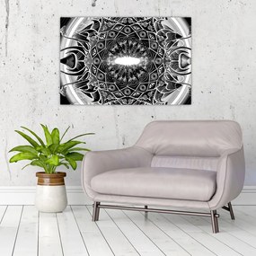 Tablou cu ornamente alb negre (90x60 cm)
