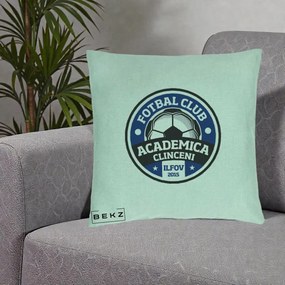 Perna Personalizata Academica Clinceni Fotbal Club, 40x40 cm, Verde Menta, Husa Detasabila, Perna Inclusa, BEKZ®