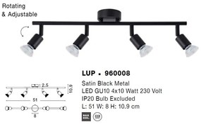 Plafonirea cu 4 spoturi design minimalist LUP negru