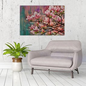 Tablou - Pictură în ulei, Sakura în floare (90x60 cm)