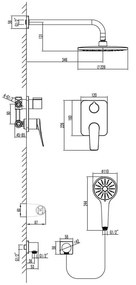 Sistem dus incastrat Lemark Bronx, 3 jeturi, grafit mat - LM3729GM