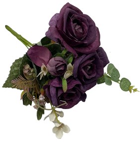 Trandafiri artificiali Geraldine, Mov inchis, 40cm