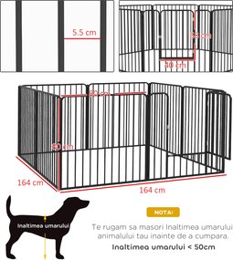 Pawhut tarc Joaca Caini – 6 Panouri Metalice, Rezistent Interior/Exterior | Aosom Romania