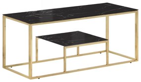 vidaXL Măsuță de cafea, oțel inoxidabil auriu și sticlă securizată