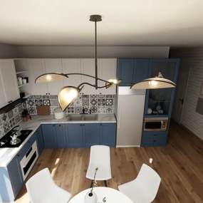 Lustră pe tijă LOTUS 4xE14/10W/230V negru/bej