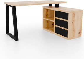 Birou de colț IWO II – 135x115x75.2 cm – Stejar Artisan / Negru