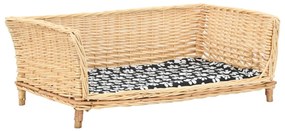 vidaXL Coș pentru câini cu pernă, natural, 90x54x35 cm, răchită