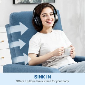 HOMCOM Fotoliu Relaxant Reclinabil Manual la 135°, Rotativ la 360° cu Funcție de Balans, Albastru | Aosom Romania