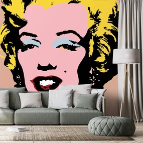 Tapet autoadeziv pop art Marilyn Monroe pe fundalul maro
