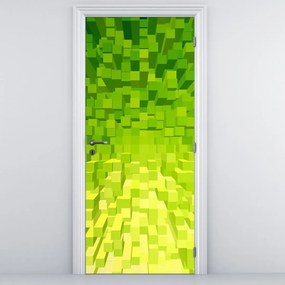 Fototapet pentru ușă - Cuburi galben-verzui (95x205cm)