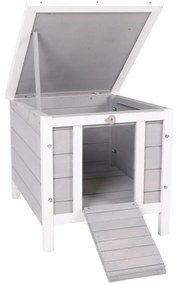 Adapost mic PawHut pentru iepuri, porcusori de Guineea, din lemn, gri | Aosom Romania