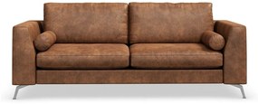Canapea Seattle 168 Preston 24 Argint Numărul de locuri: 3, Maro, Argint, 222x96x88cm, Piele eco, Picioare: Metal