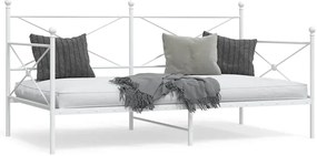 vidaXL Pat de zi fără saltea alb 100x190 cm oțel