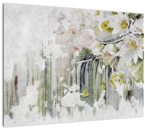 Tablou - Flori albe, vintage (70x50 cm)