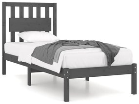 3103900 vidaXL Cadru de pat single, gri, 90x190 cm, lemn masiv de pin