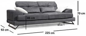 Canapea cu 3 Locuri Frido 3 Seater, Antracit
